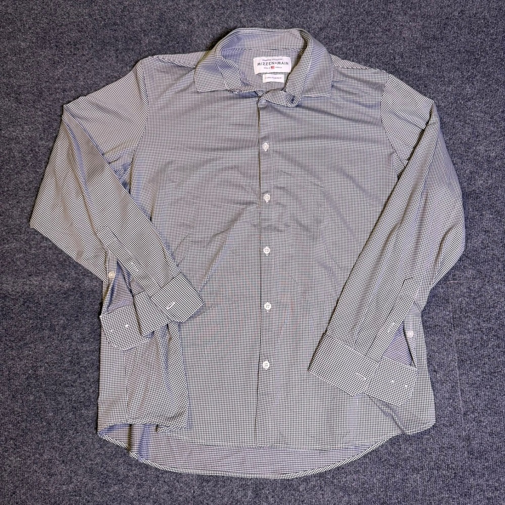 Mizzen Main Spinnaker Shirt XL Standard Fit Gingham Blue Performance Stretch